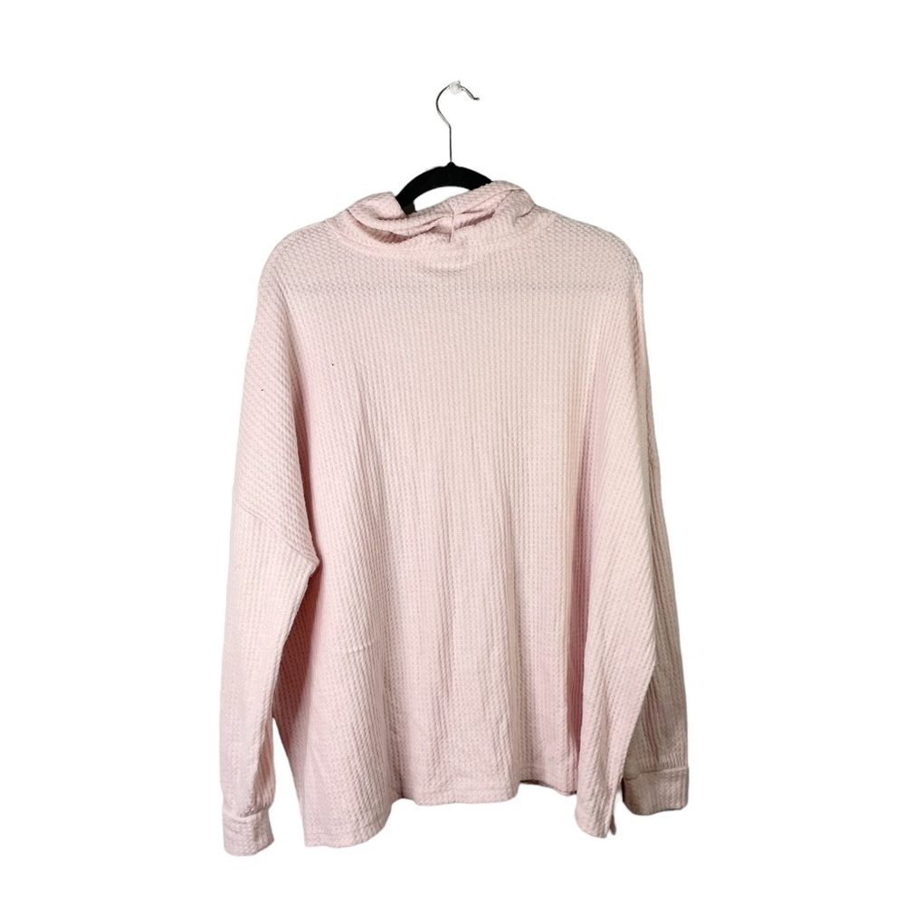 Honeydew Light Pale Pink Stretch Waffle Knit Mock Neck Long Sleeve Top Small - Picture 2 of 7